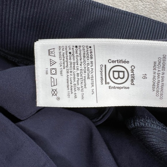 Athleta Brooklyn Ankle Pants Womens 16 Navy Blue Solid Stretch Tapered Leg - Picture 12 of 14